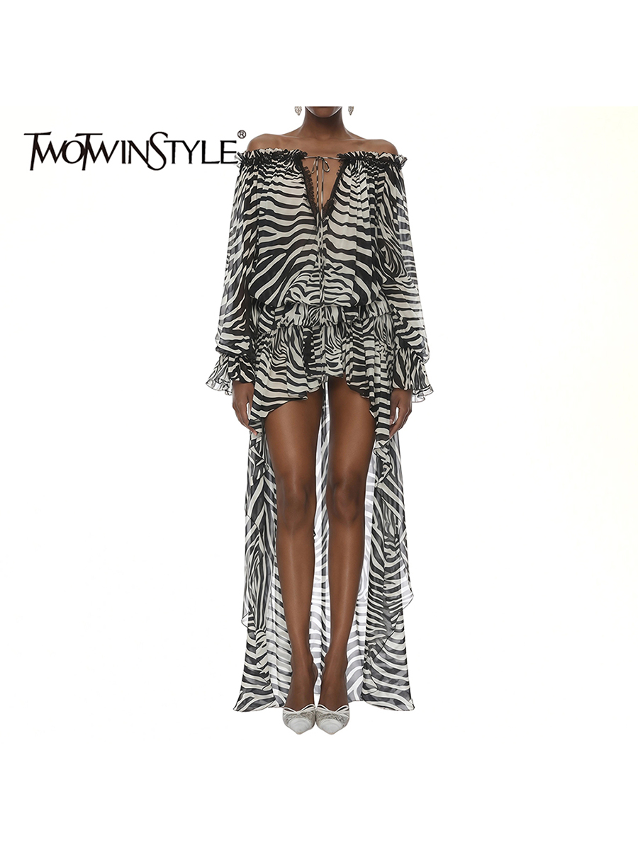 Fly Line - TWOTWINSTYLE Colorblock Afslanken Gesplitste Streep Tweedelige